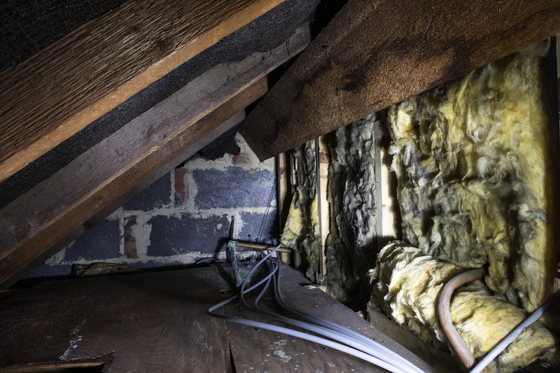 dirty attic, kneewall insulation